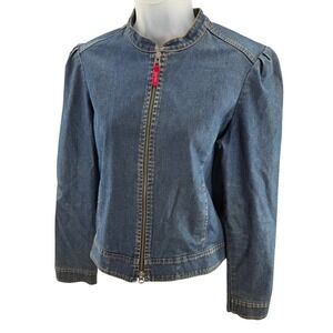 Esprit Vintage Denim Full Zip Jean Jacket Fitted Womens Size Medium